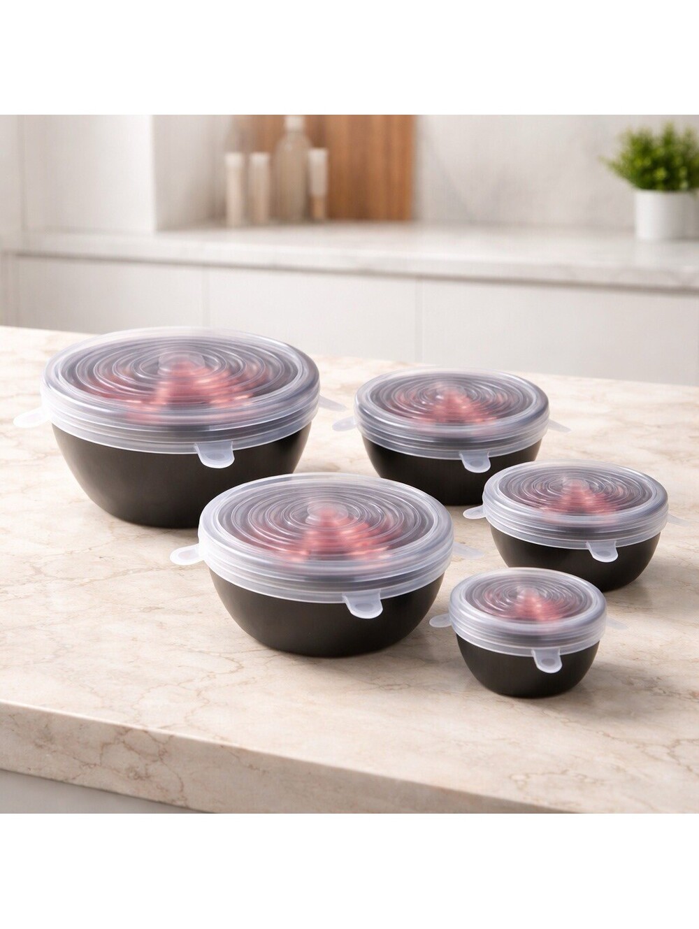 6 Pack Silicone Stretch Lids Reusable Food Storage Covers Leakproof New